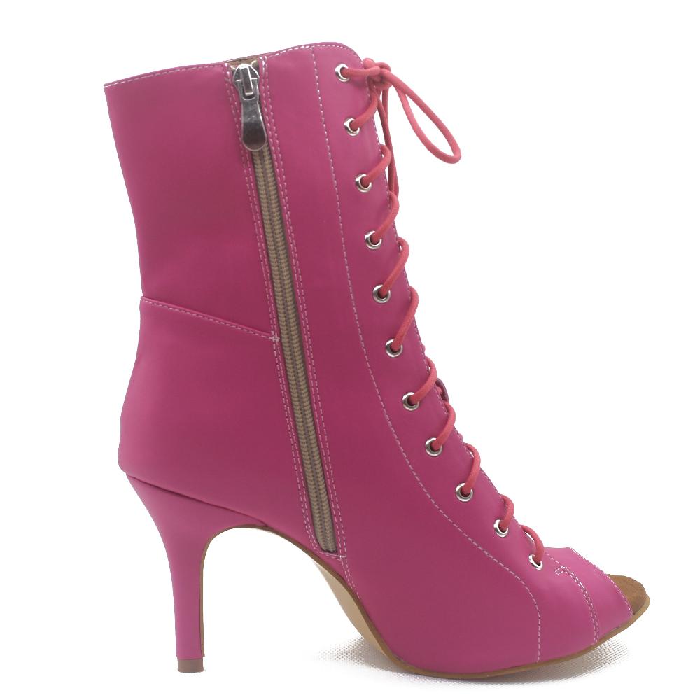 Bouge Moi Valley Girl  - Pink Open Toe Lace Up Ankle Bootie