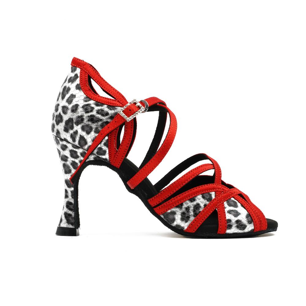 Bouge Moi red leopard salsa dance shoes